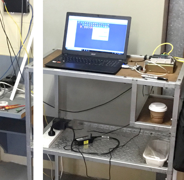 Technician operating PAT on desk